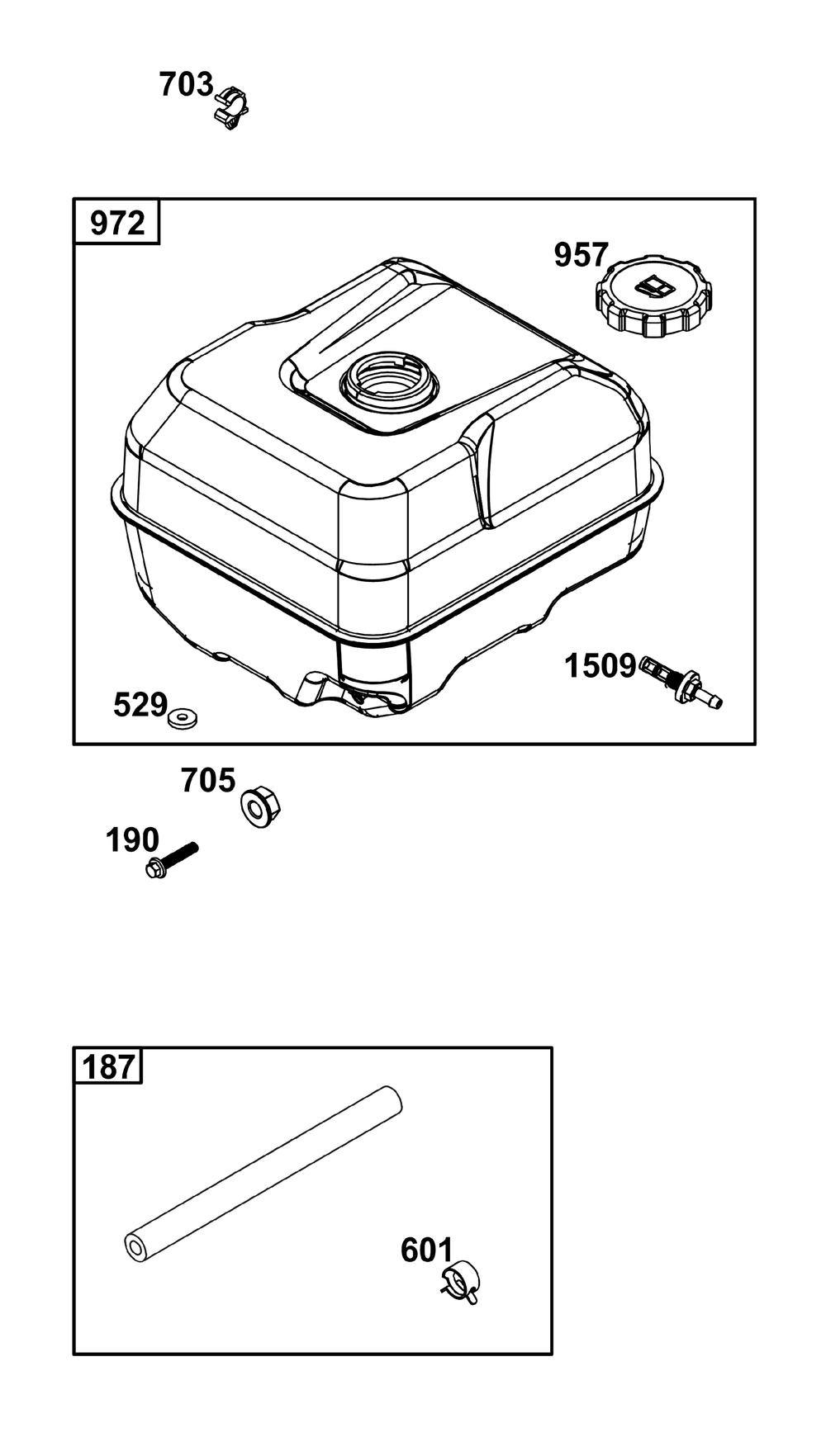 Fuel Supply Group Diagram and Parts List for 25T237-0036-H5 200000 - 399999 Briggs and Stratton Engine